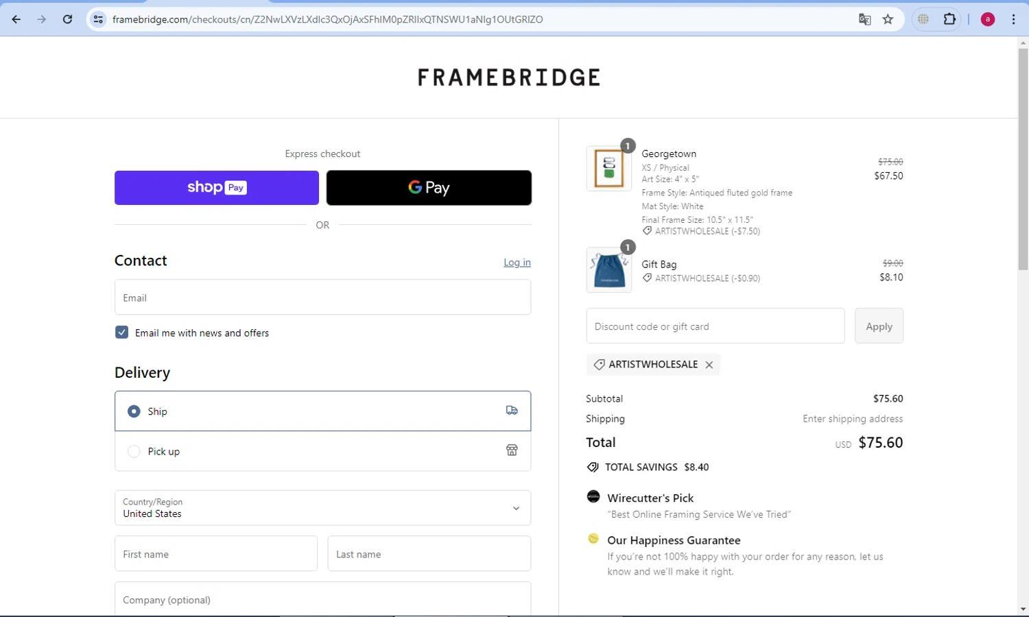 How to apply Framebridge coupon code